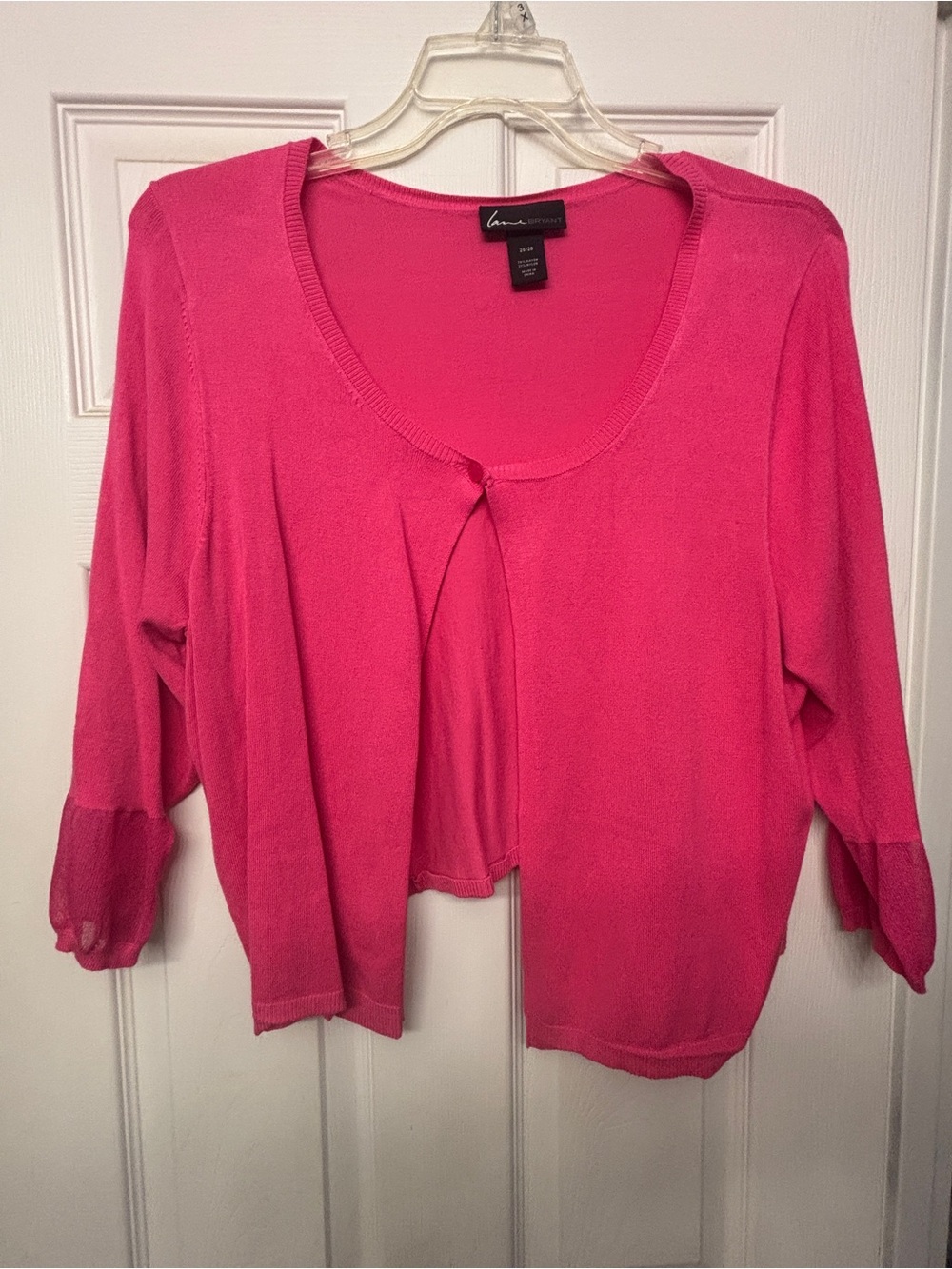 Lane Bryant Hot Pink Scoop Neck Cropped Cardigan